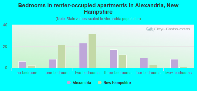 Bedrooms in renter-occupied apartments in Alexandria, New Hampshire