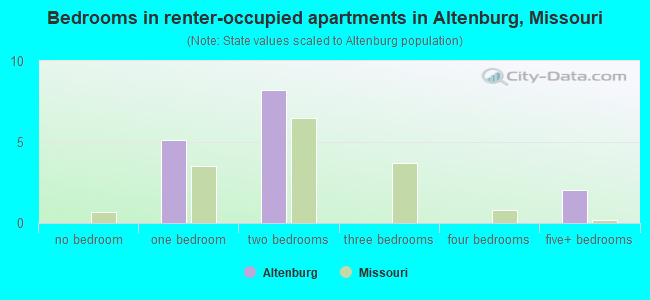 Bedrooms in renter-occupied apartments in Altenburg, Missouri