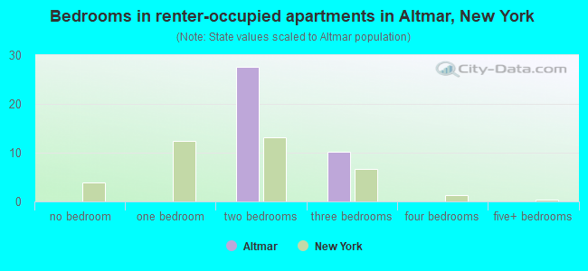 Bedrooms in renter-occupied apartments in Altmar, New York