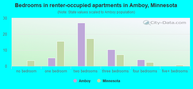 Bedrooms in renter-occupied apartments in Amboy, Minnesota