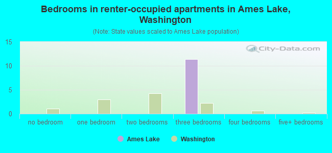 Bedrooms in renter-occupied apartments in Ames Lake, Washington