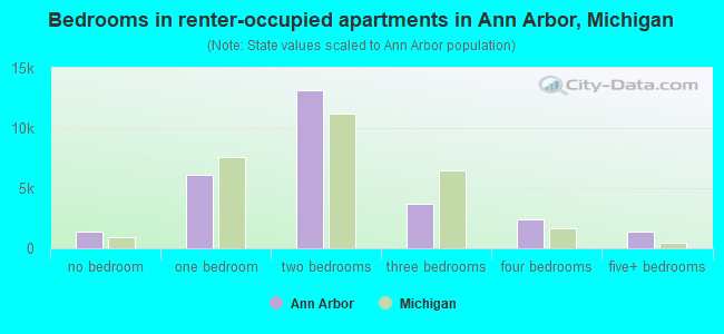 Bedrooms in renter-occupied apartments in Ann Arbor, Michigan