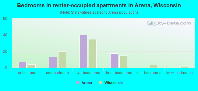 Bedrooms in renter-occupied apartments in Arena, Wisconsin