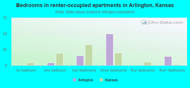 Bedrooms in renter-occupied apartments in Arlington, Kansas