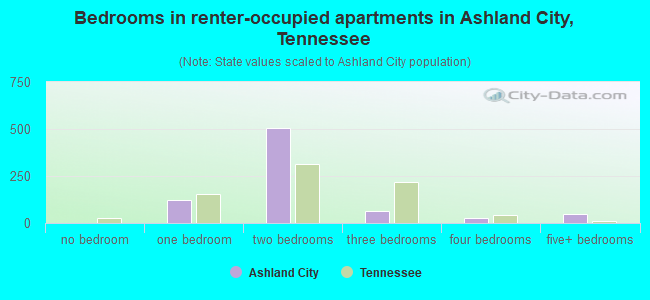 Bedrooms in renter-occupied apartments in Ashland City, Tennessee