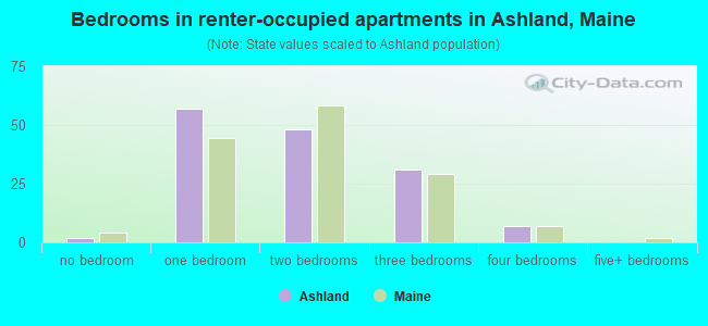 Bedrooms in renter-occupied apartments in Ashland, Maine