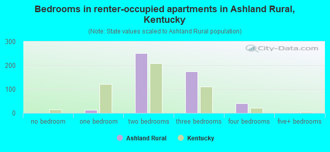 Bedrooms in renter-occupied apartments in Ashland Rural, Kentucky