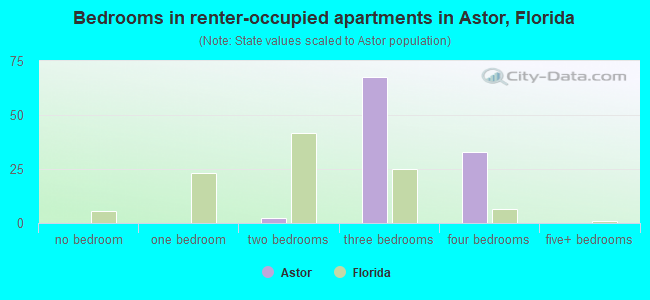 Bedrooms in renter-occupied apartments in Astor, Florida