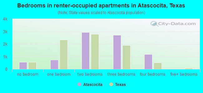 Bedrooms in renter-occupied apartments in Atascocita, Texas