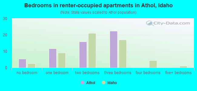 Bedrooms in renter-occupied apartments in Athol, Idaho