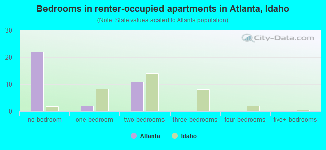 Bedrooms in renter-occupied apartments in Atlanta, Idaho
