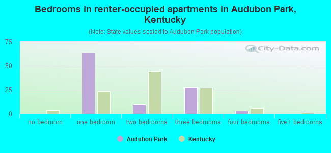 Bedrooms in renter-occupied apartments in Audubon Park, Kentucky