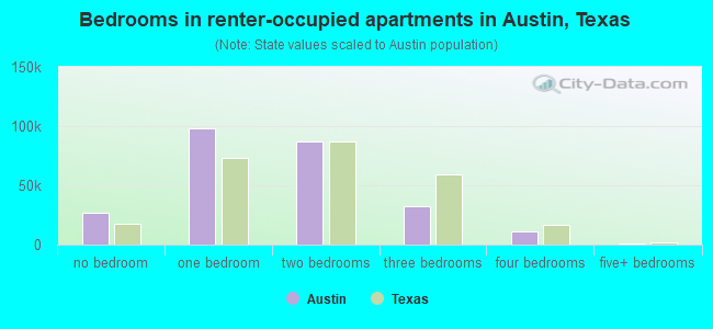 Bedrooms in renter-occupied apartments in Austin, Texas