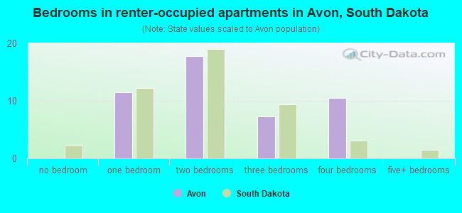 Bedrooms in renter-occupied apartments in Avon, South Dakota