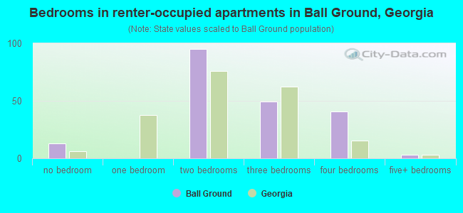 Bedrooms in renter-occupied apartments in Ball Ground, Georgia