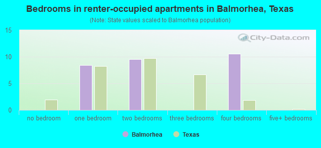 Bedrooms in renter-occupied apartments in Balmorhea, Texas