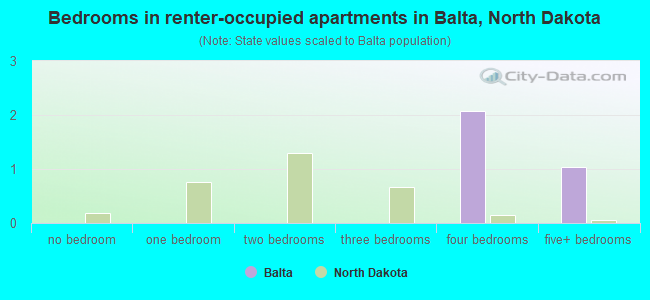 Bedrooms in renter-occupied apartments in Balta, North Dakota