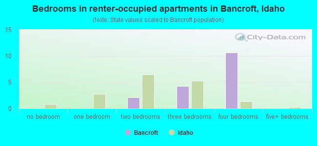 Bedrooms in renter-occupied apartments in Bancroft, Idaho