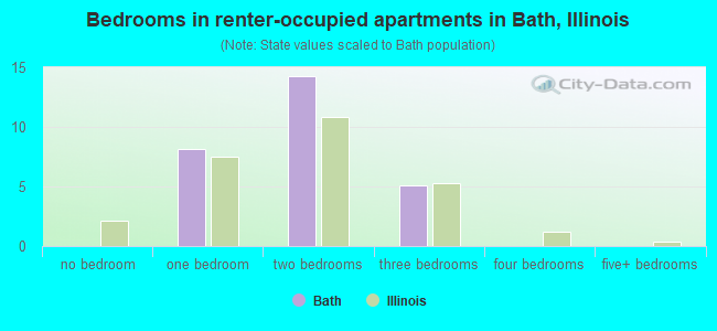 Bedrooms in renter-occupied apartments in Bath, Illinois