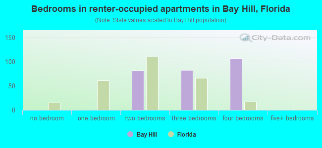 Bedrooms in renter-occupied apartments in Bay Hill, Florida