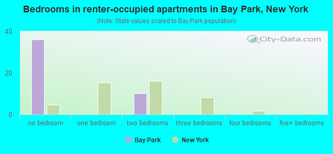 Bedrooms in renter-occupied apartments in Bay Park, New York