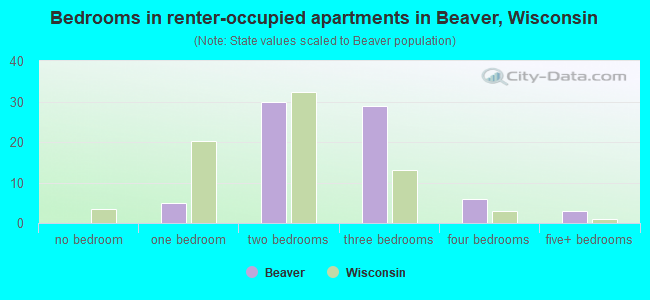 Bedrooms in renter-occupied apartments in Beaver, Wisconsin