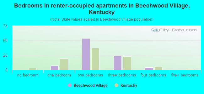 Bedrooms in renter-occupied apartments in Beechwood Village, Kentucky