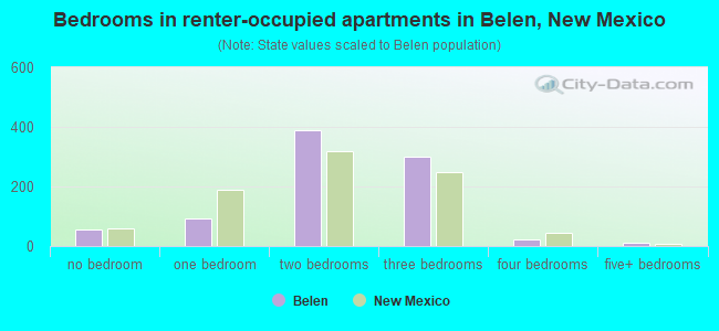 Bedrooms in renter-occupied apartments in Belen, New Mexico