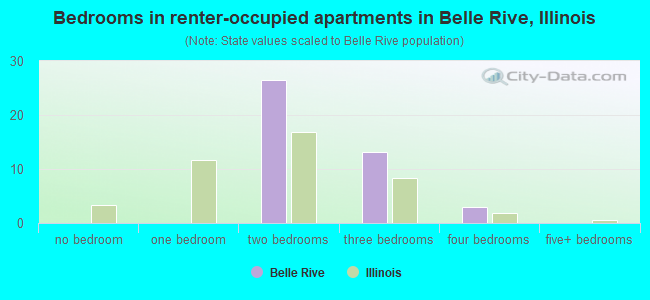 Bedrooms in renter-occupied apartments in Belle Rive, Illinois
