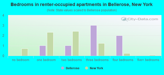 Bedrooms in renter-occupied apartments in Bellerose, New York