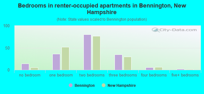 Bedrooms in renter-occupied apartments in Bennington, New Hampshire