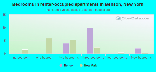 Bedrooms in renter-occupied apartments in Benson, New York