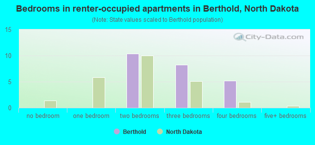 Bedrooms in renter-occupied apartments in Berthold, North Dakota