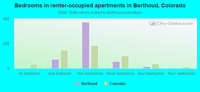 Bedrooms in renter-occupied apartments in Berthoud, Colorado