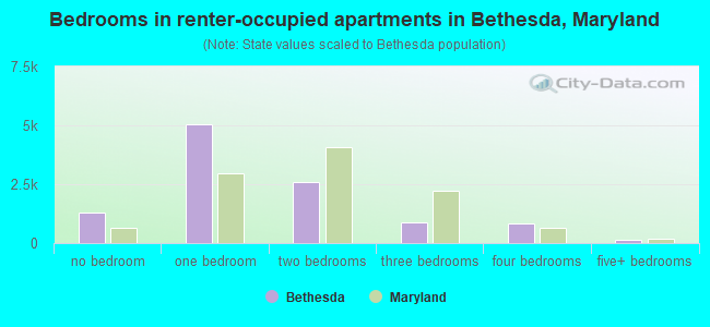 Bedrooms in renter-occupied apartments in Bethesda, Maryland