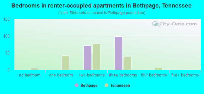 Bedrooms in renter-occupied apartments in Bethpage, Tennessee