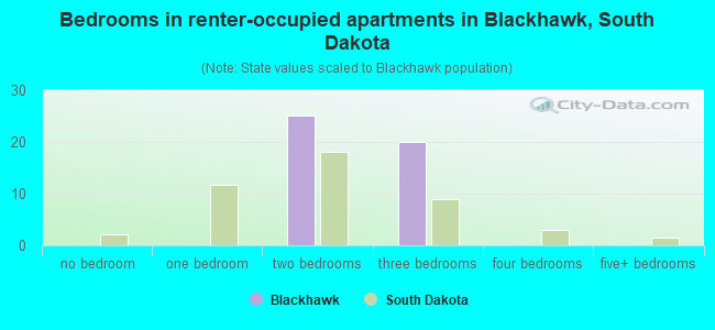 Bedrooms in renter-occupied apartments in Blackhawk, South Dakota