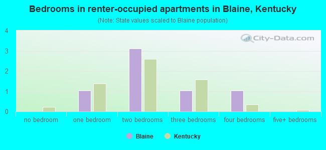 Bedrooms in renter-occupied apartments in Blaine, Kentucky