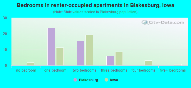Bedrooms in renter-occupied apartments in Blakesburg, Iowa