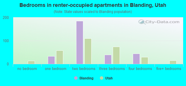 Bedrooms in renter-occupied apartments in Blanding, Utah