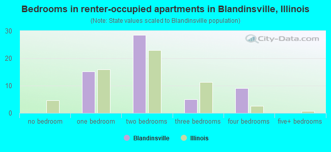 Bedrooms in renter-occupied apartments in Blandinsville, Illinois