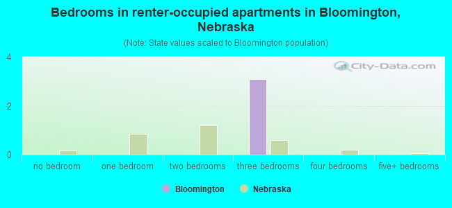 Bedrooms in renter-occupied apartments in Bloomington, Nebraska