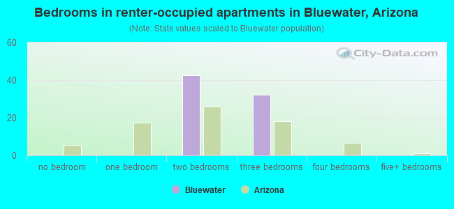 Bedrooms in renter-occupied apartments in Bluewater, Arizona