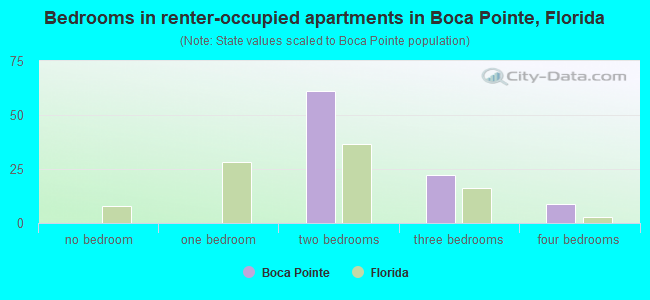 Bedrooms in renter-occupied apartments in Boca Pointe, Florida