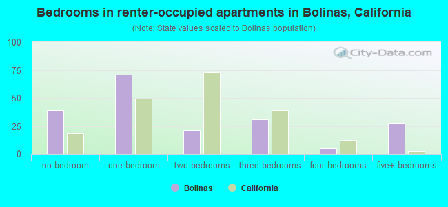 Bedrooms in renter-occupied apartments in Bolinas, California
