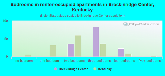 Bedrooms in renter-occupied apartments in Breckinridge Center, Kentucky