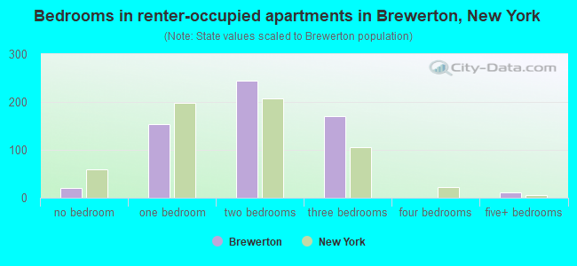Bedrooms in renter-occupied apartments in Brewerton, New York