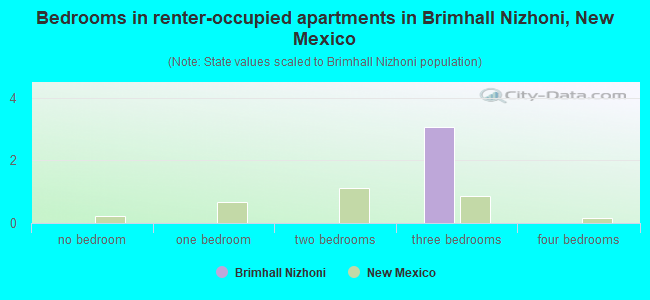 Bedrooms in renter-occupied apartments in Brimhall Nizhoni, New Mexico