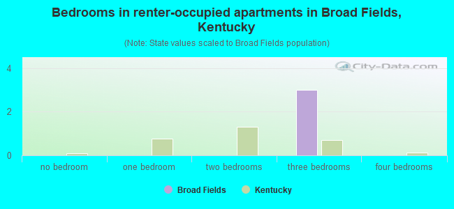 Bedrooms in renter-occupied apartments in Broad Fields, Kentucky