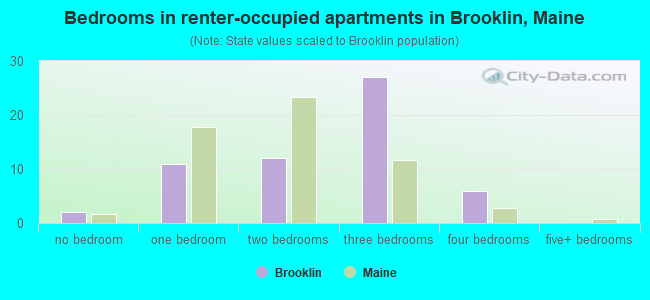 Bedrooms in renter-occupied apartments in Brooklin, Maine
